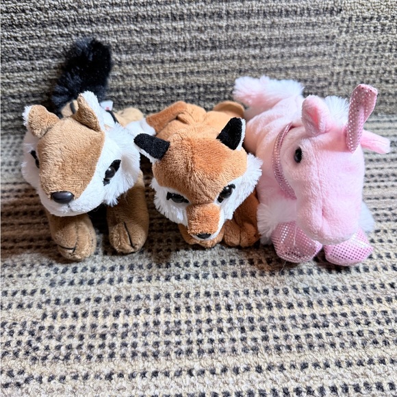 Other - Unipak Plush Animal Trio for Small Pets - Brown, Tan, Pink chipmunk unicorn fox
